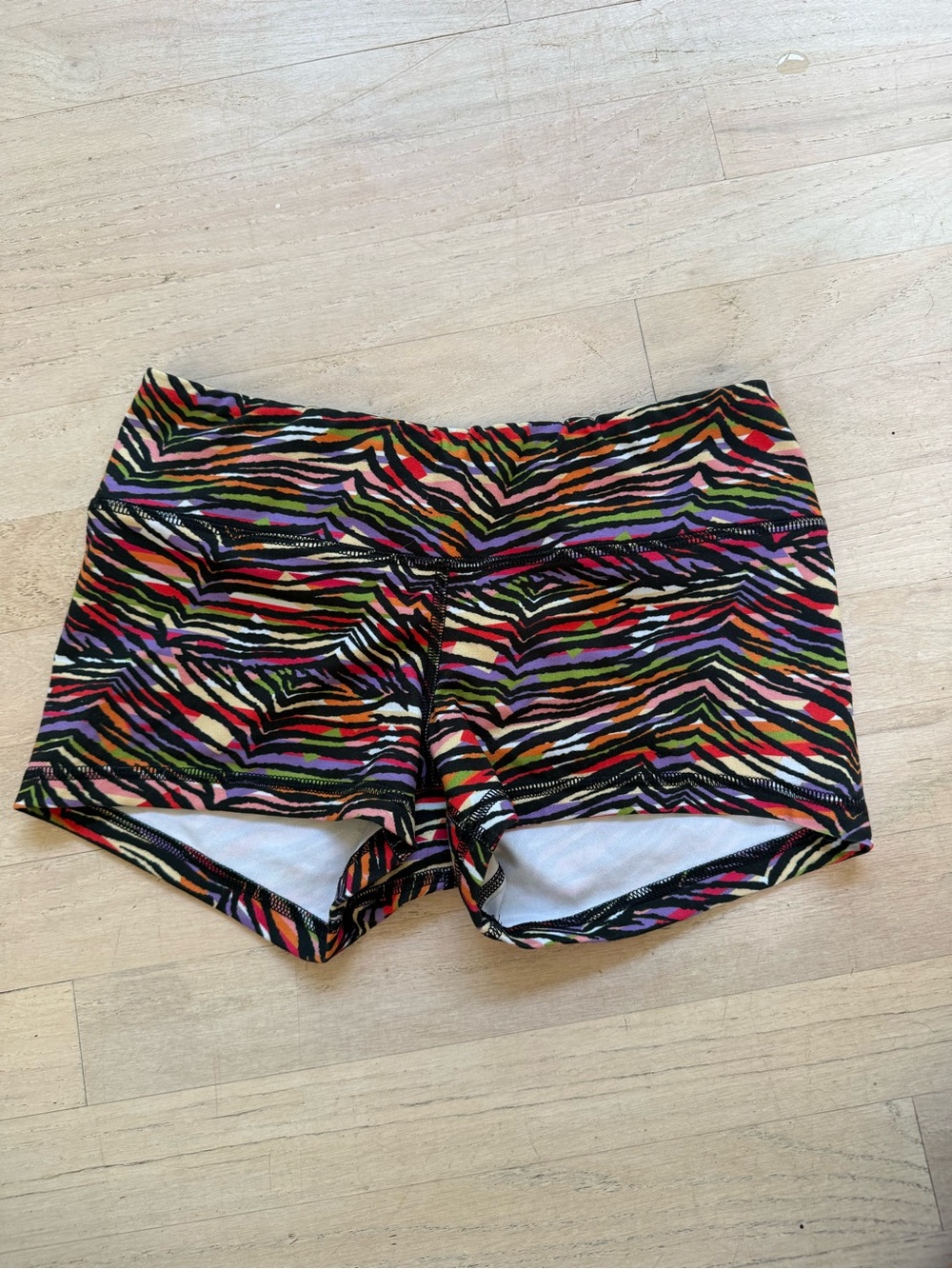 Fleo Multicolor Zebra-Stripe Athletic Shorts